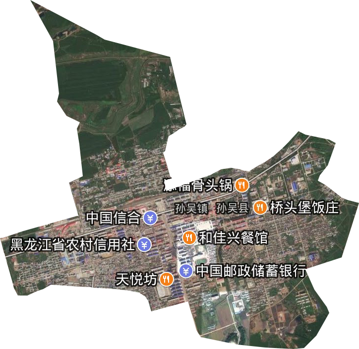 孫吳城區街道衛星圖