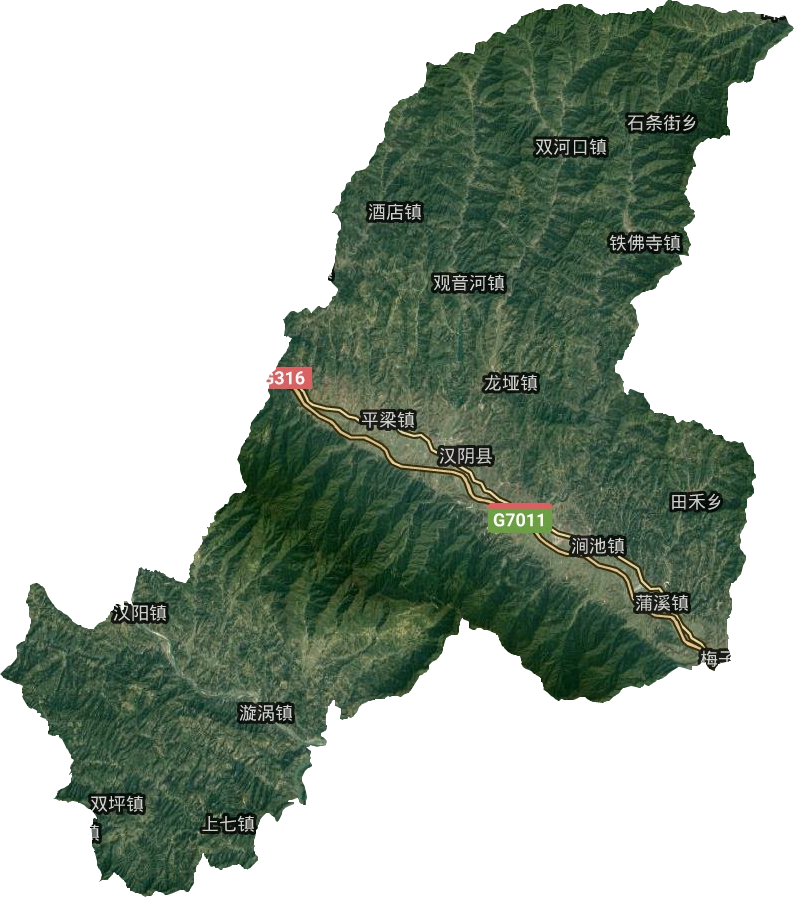 漢陰縣衛星圖