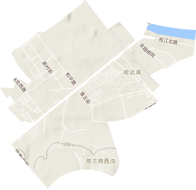 哈達灣街道地形圖