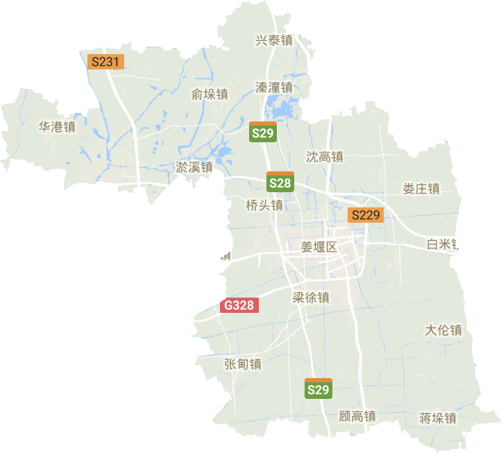 姜堰區(qū)地形圖