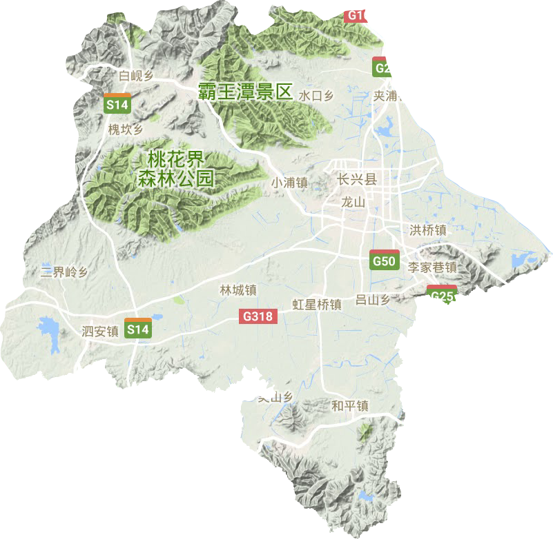 長(zhǎng)興縣地形圖