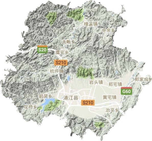 浦江縣地形圖