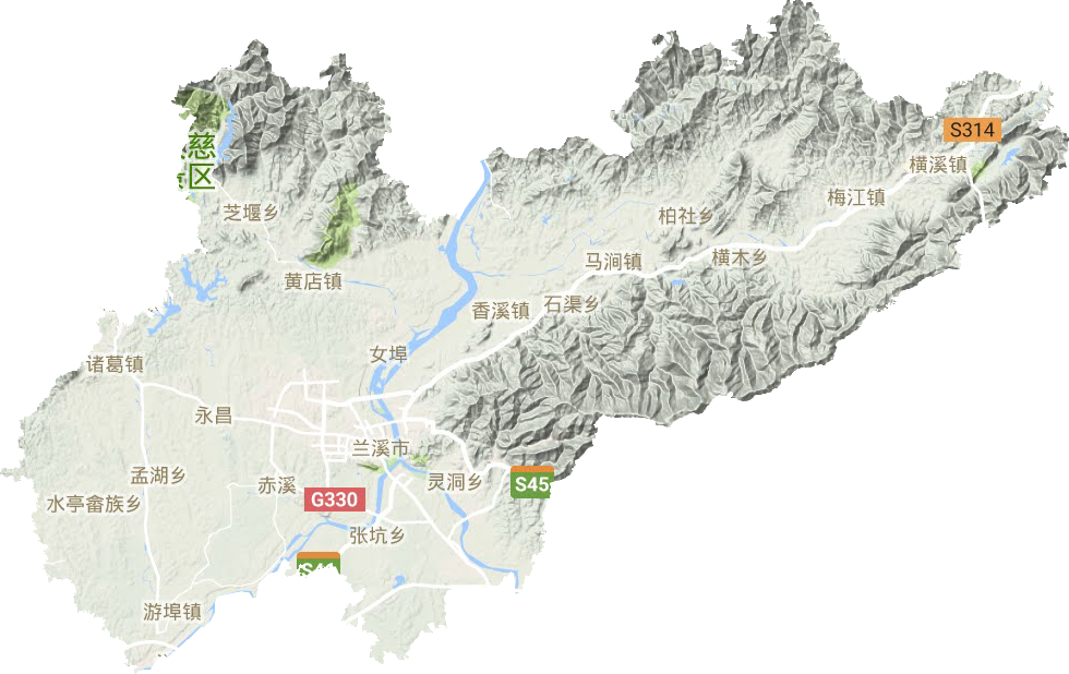 蘭溪市地形圖