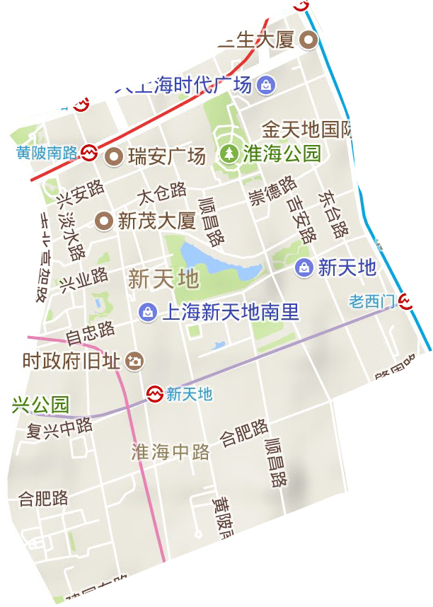 淮海中路街道地形圖