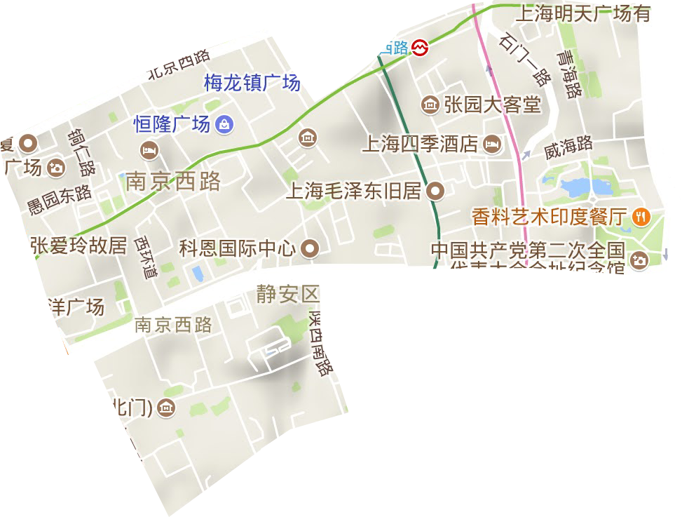 南京西路街道地形圖