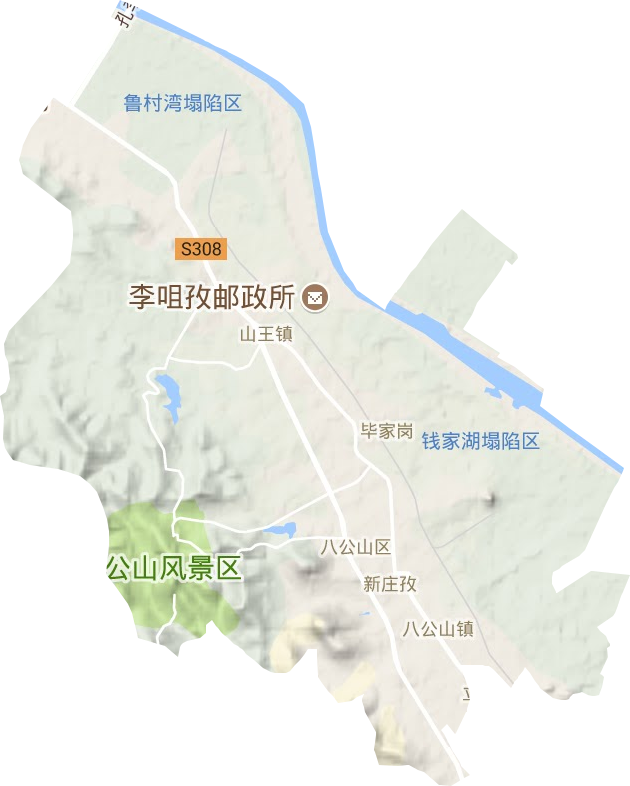 八公山區(qū)地形圖