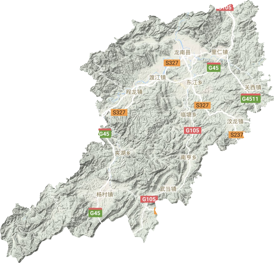龍南縣地形圖