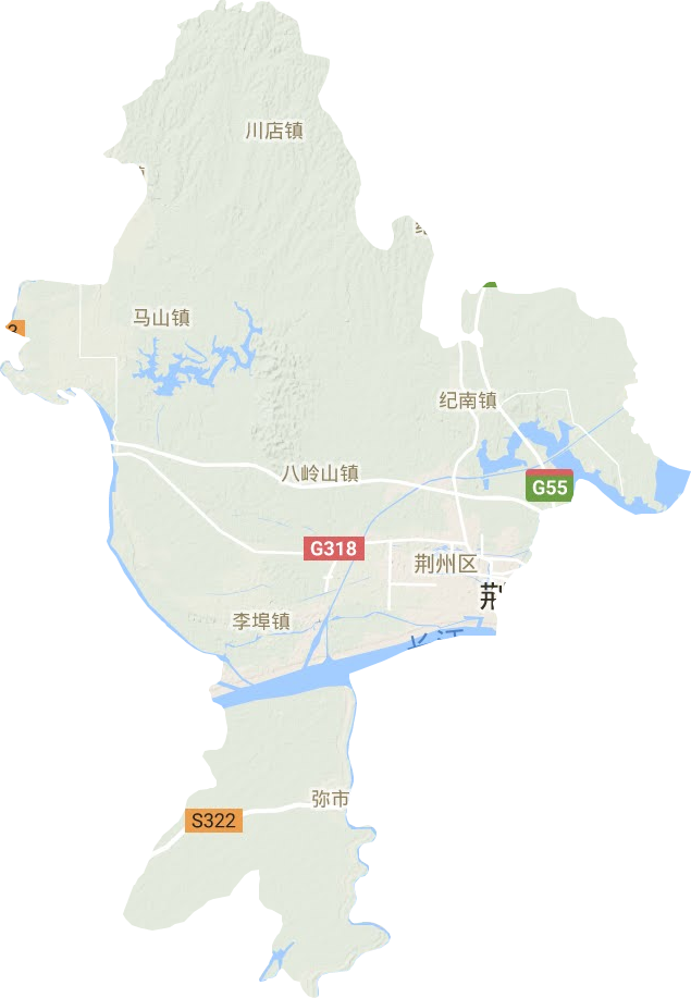 荊州區(qū)地形圖