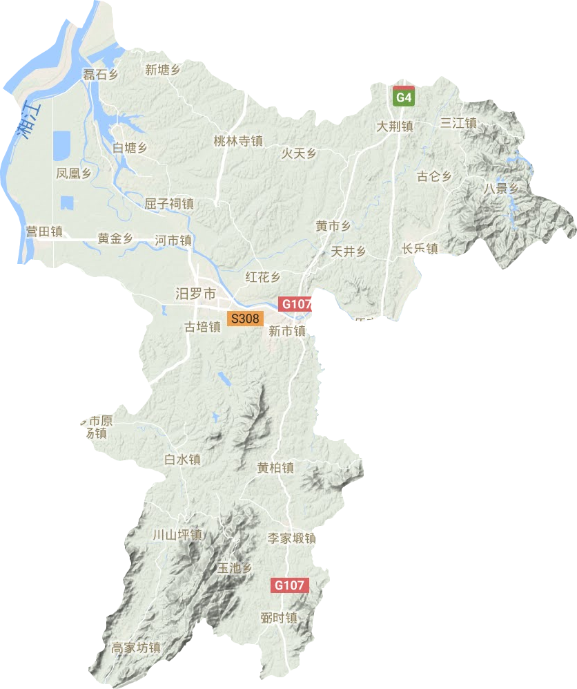 汨羅市地形圖