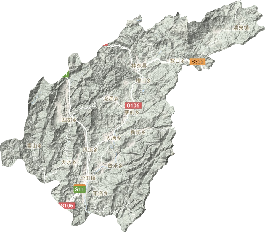 桂東縣地形圖
