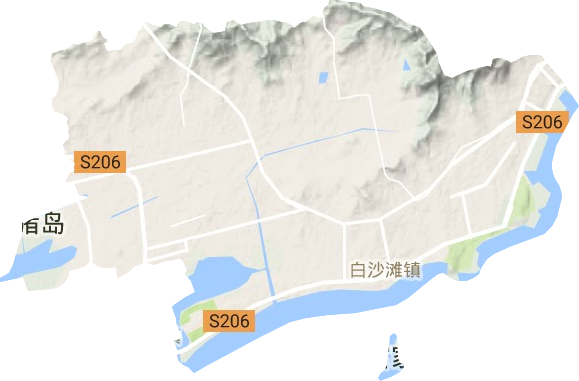 白沙灘鎮(zhèn)地形圖