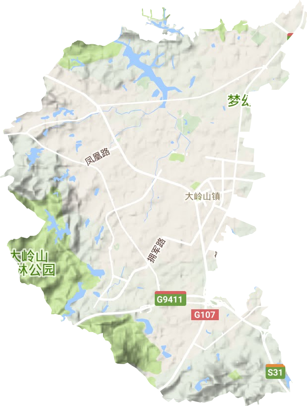 大嶺山鎮(zhèn)地形圖