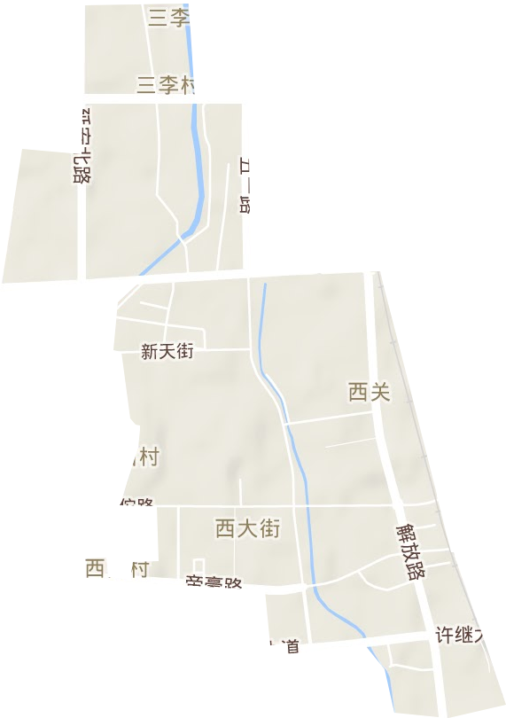 西關(guān)街道地形圖