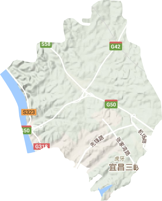 虎牙街道地形圖