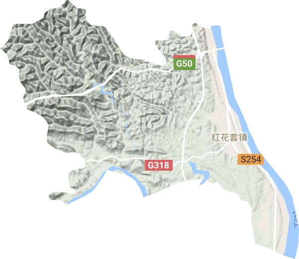 紅花套鎮地形圖