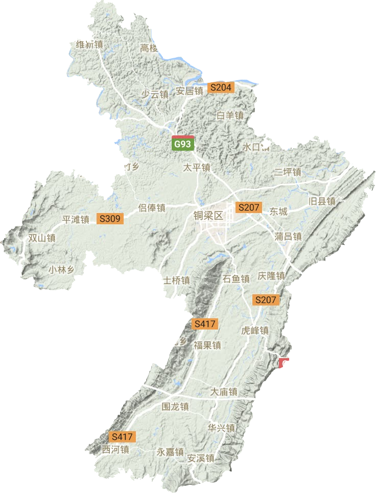 銅梁區地形圖