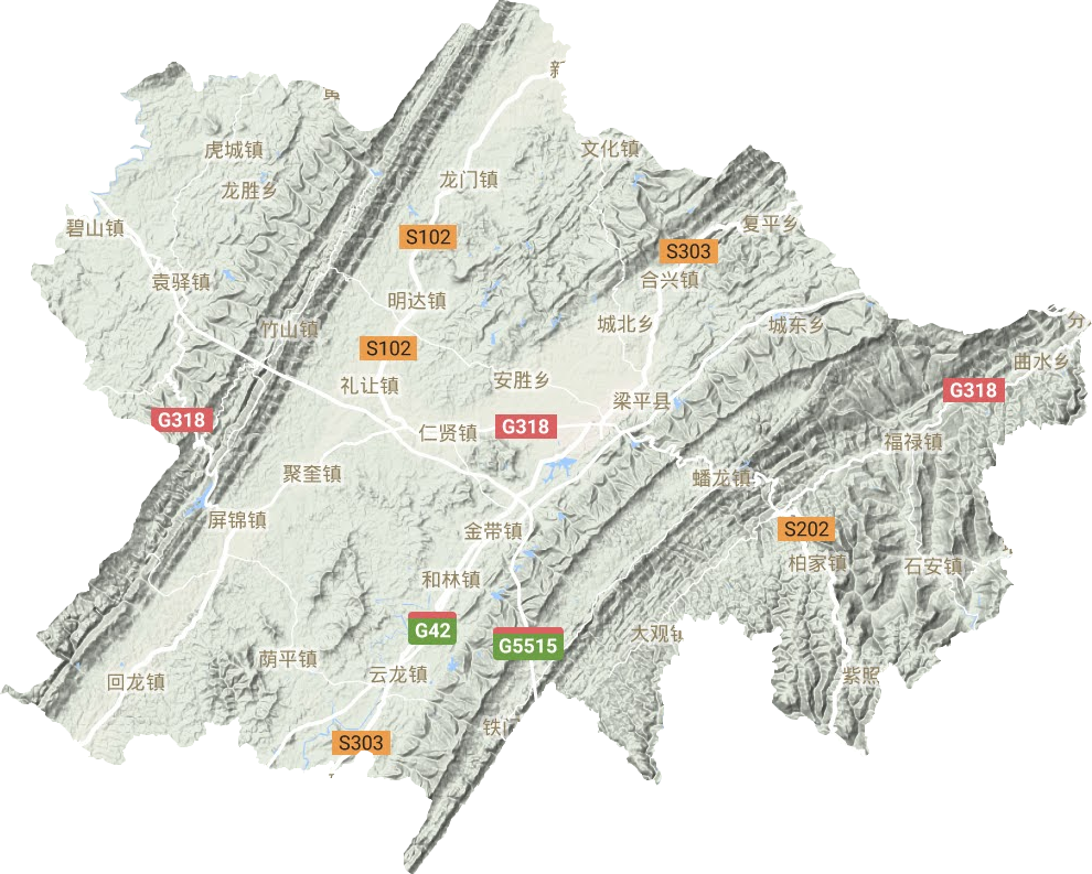 梁平區(qū)地形圖