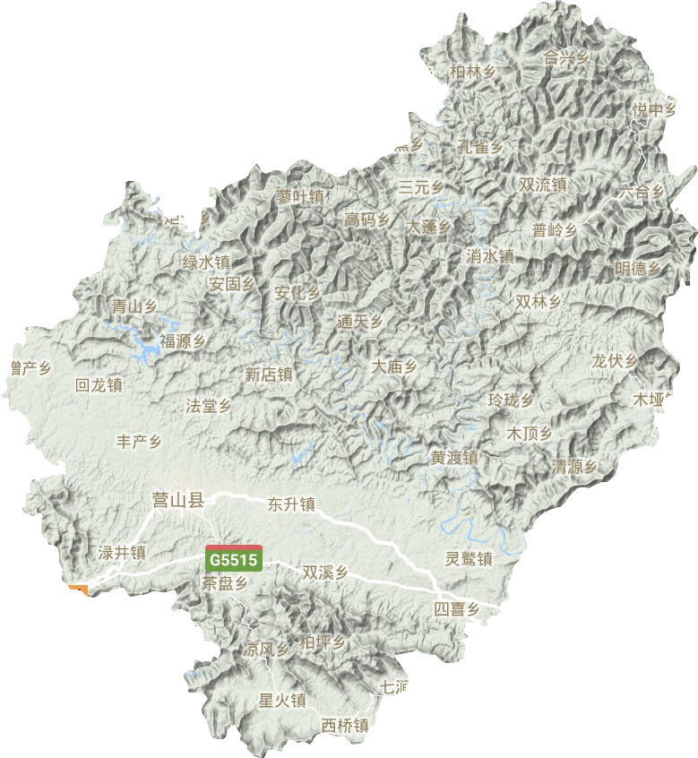 營(yíng)山縣地形圖