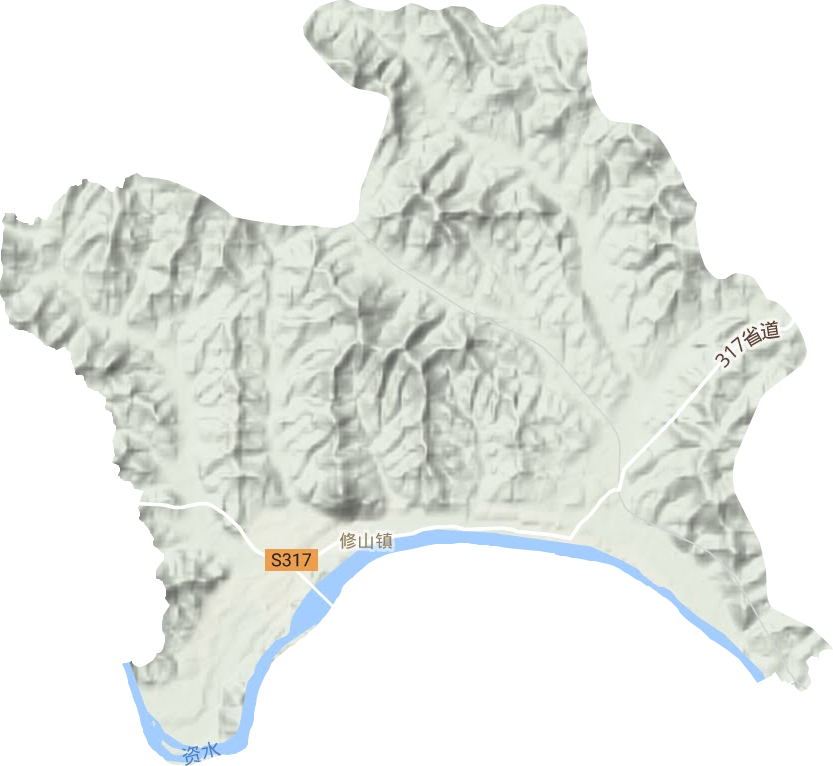 修山鎮(zhèn)地形圖