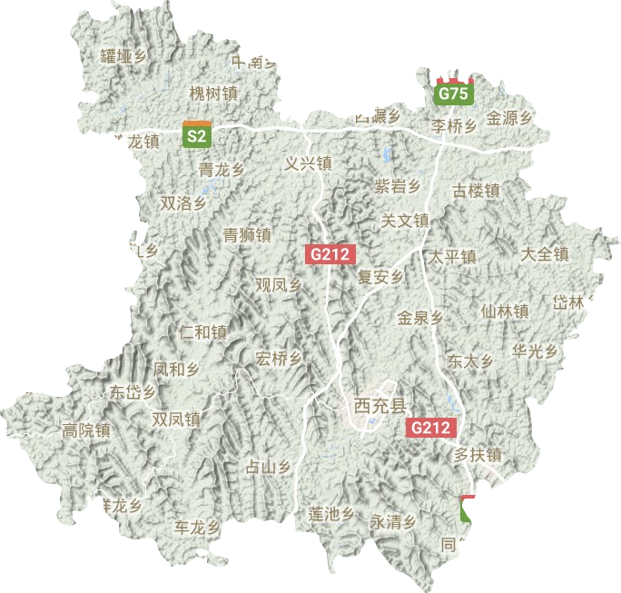 西充縣地形圖