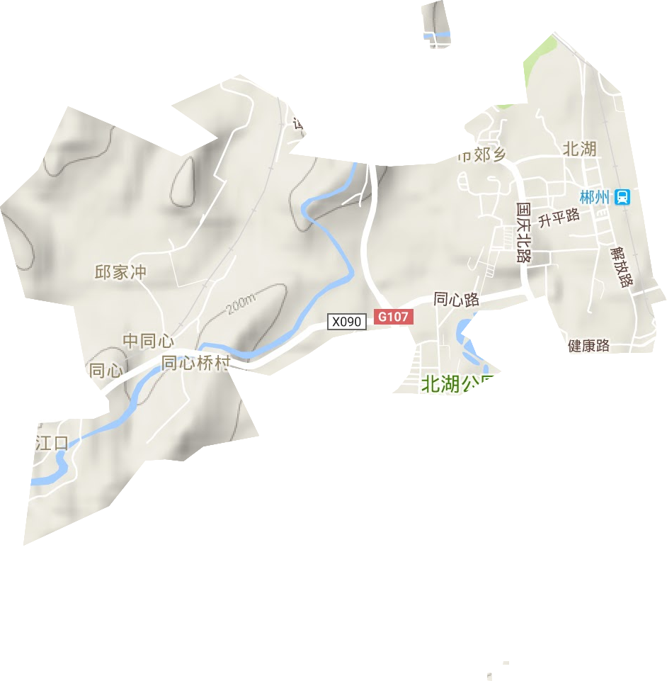 北湖街道地形圖