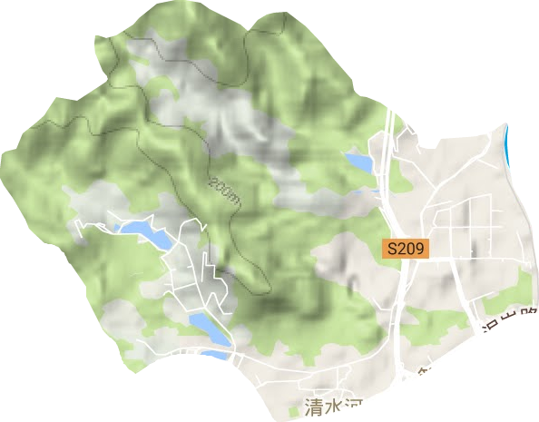 清水河街道地形圖