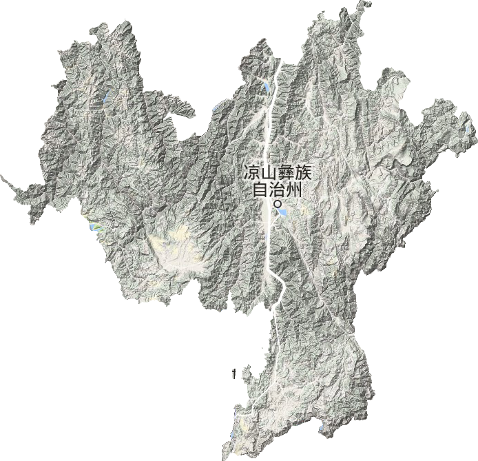 涼山彝族自治州地形圖
