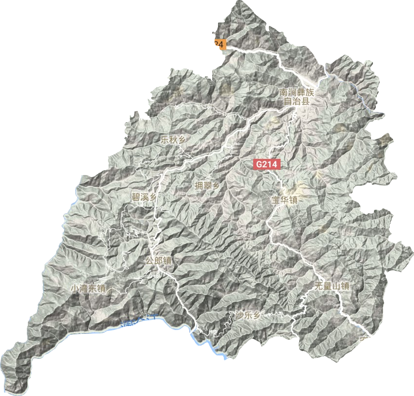 南澗彝族自治縣地形圖