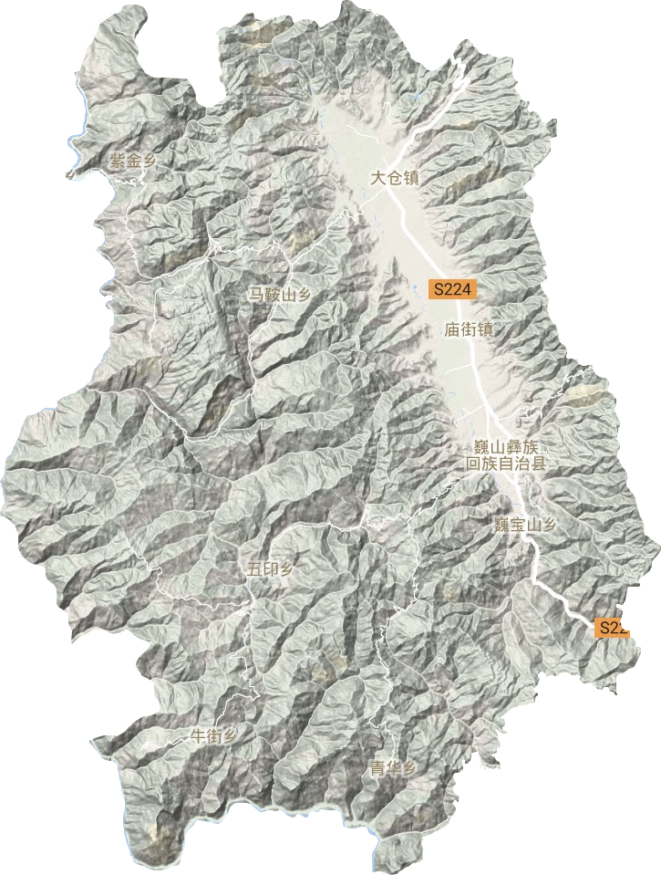 巍山彝族回族自治縣地形圖