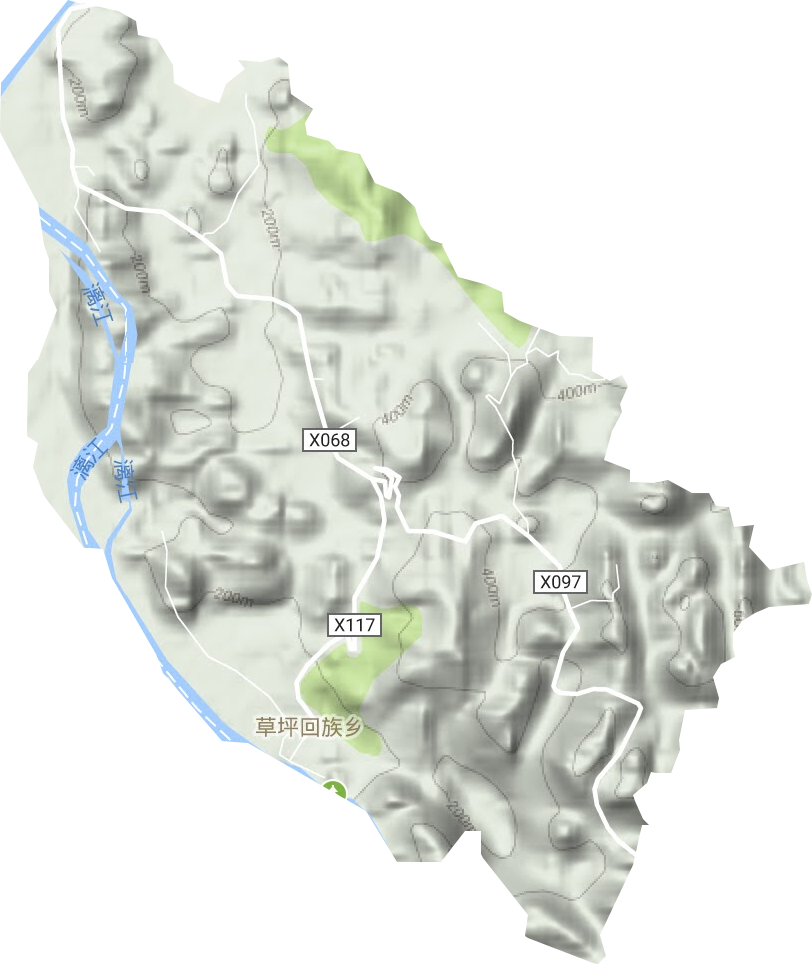 草坪回族鄉地形圖