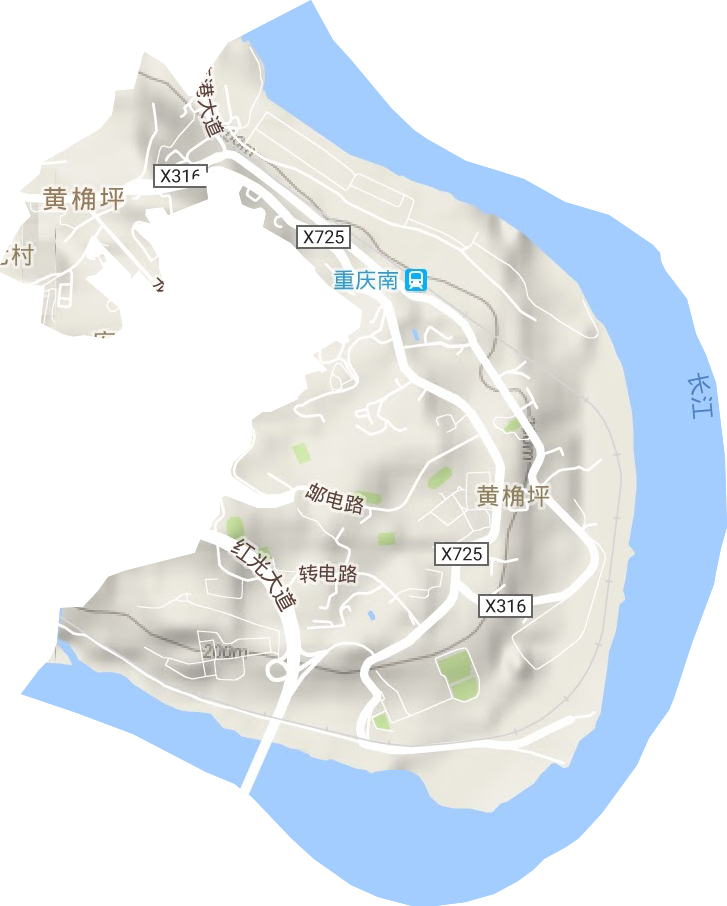 黃桷坪街道地形圖