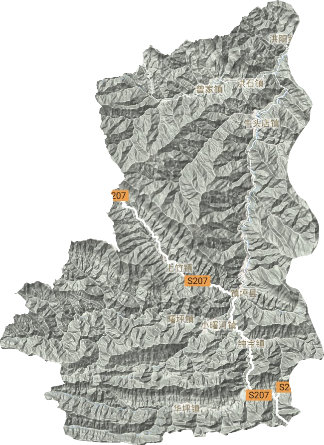 鎮坪縣地形圖