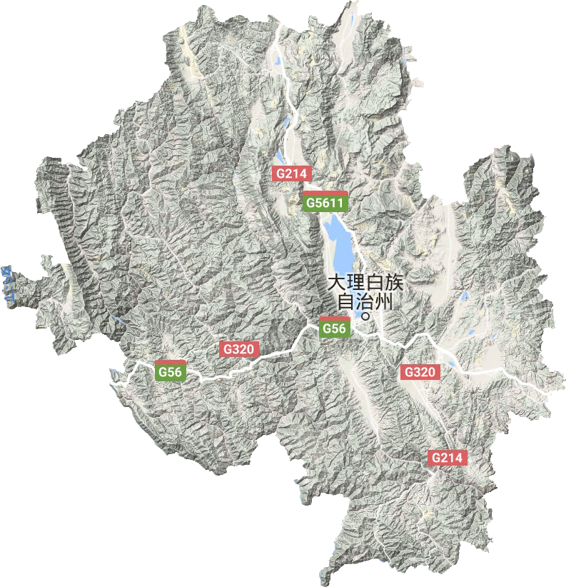 大理白族自治州地形圖