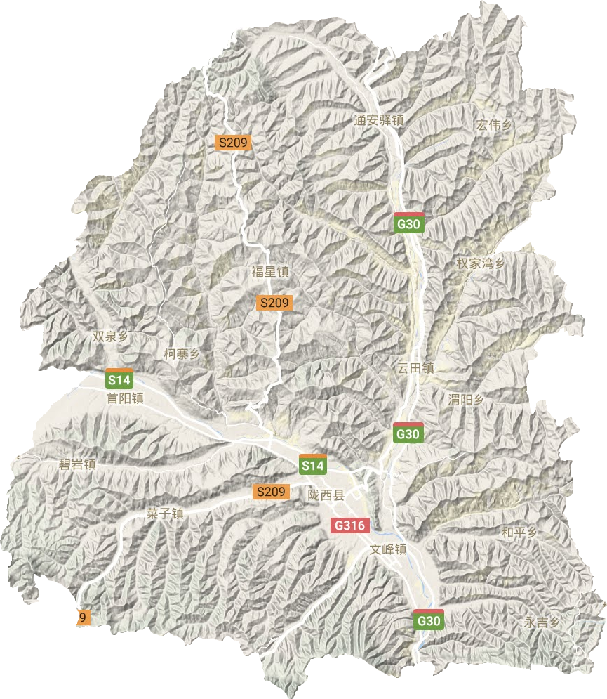 隴西縣地形圖