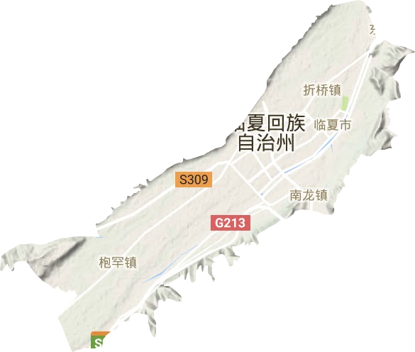 臨夏市地形圖