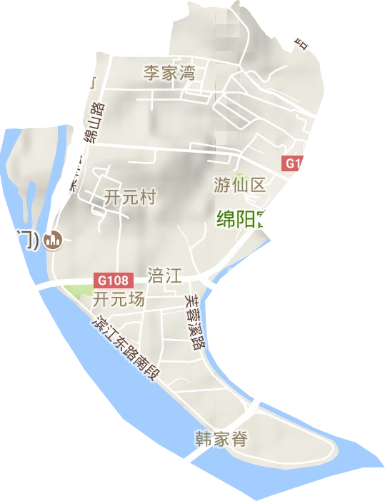 涪江街道地形圖