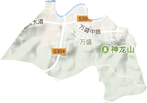 萬盛街道地形圖