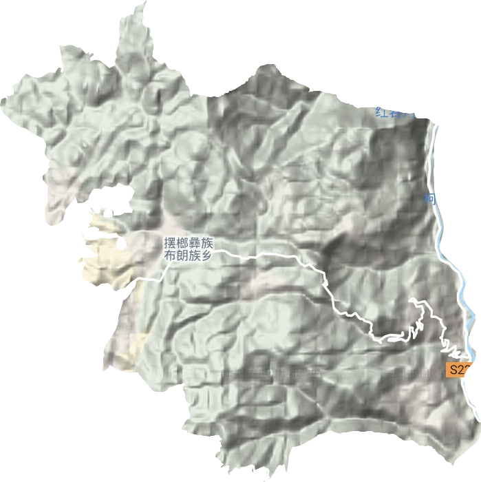 擺榔彝族布朗族鄉地形圖