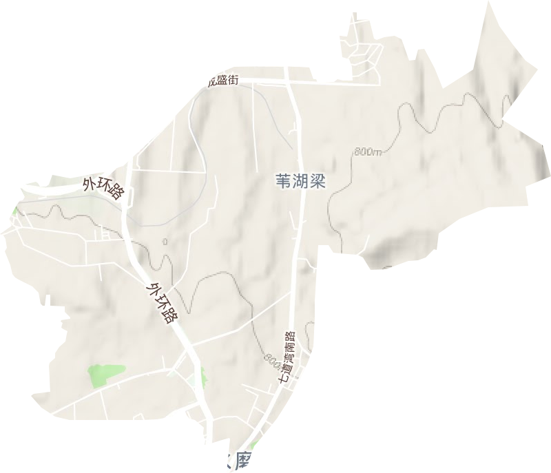 葦湖梁街道地形圖