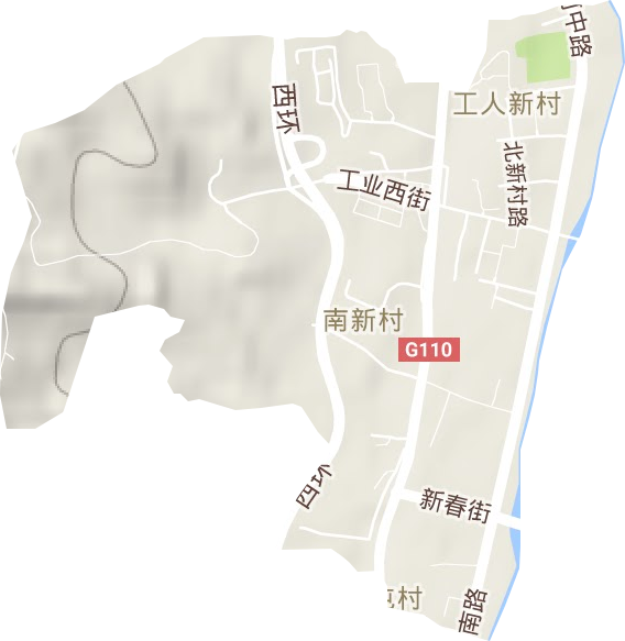 工人新村街道地形圖