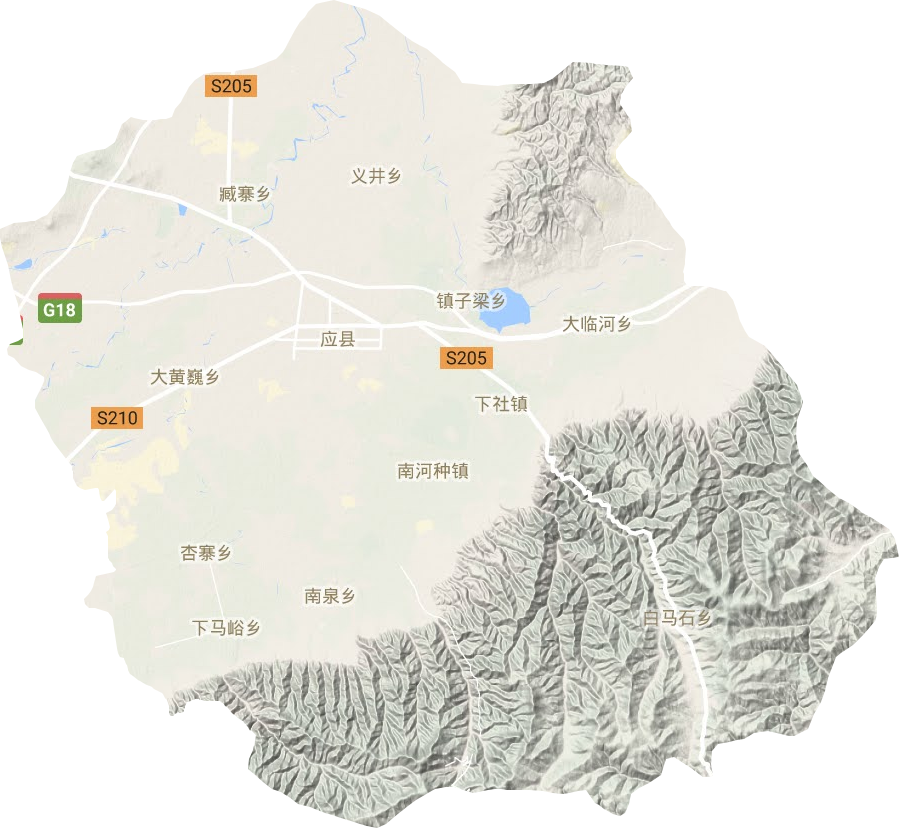 應(yīng)縣地形圖