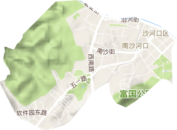 南沙河口街道地形圖